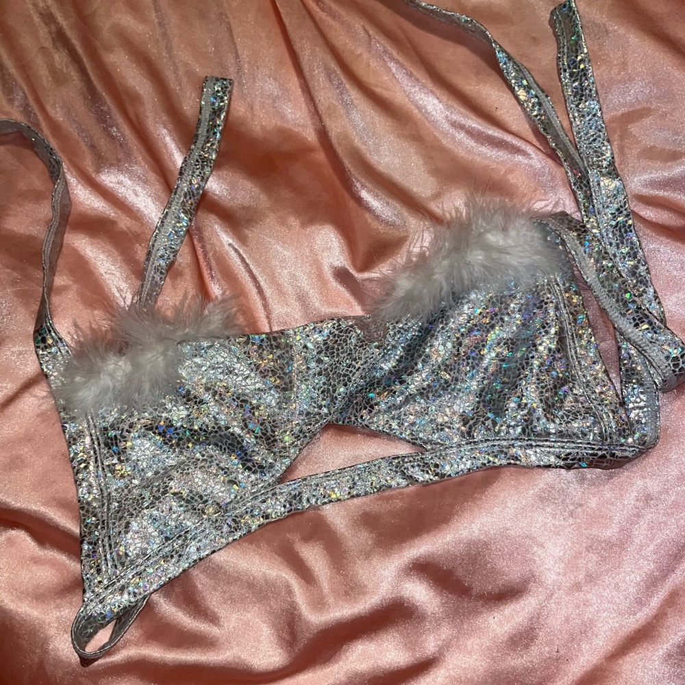 Silver Halter Rave Top O/S - Picture 2 of 2